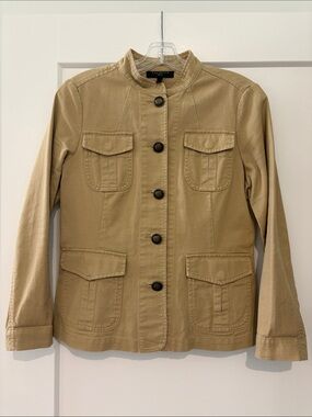 Talbots Khaki Utility Jacket with Stand Collar